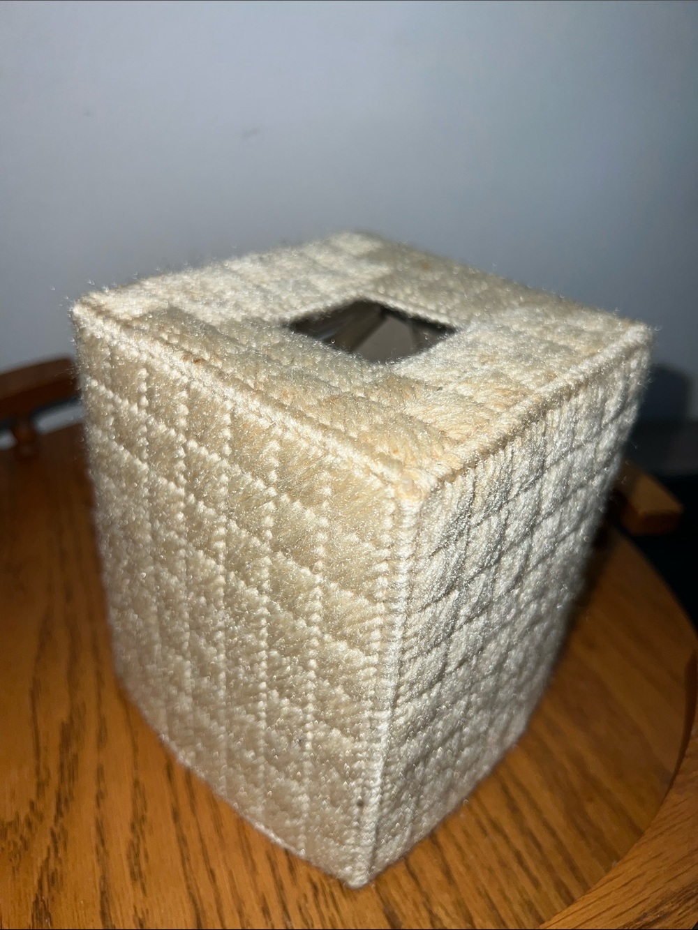 Plush Quilted Square Tissue Box Cover - Cream